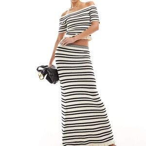 ASOS Knitted Stripe Top and Maxi Skirt Two Piece Set